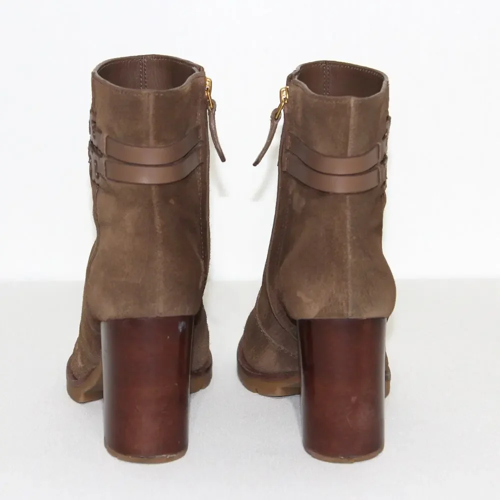 Tory Burch Leigh Lug Sole Booties In River Rock/ River Rock Size 8